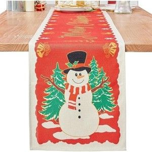 Christmas Table Runner for Holiday Home Decor, 13x72 inch Linen Kitchen Dining